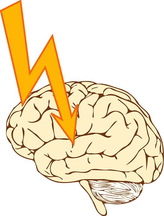 Brain being struck by lightning bolt to symbolize epilepsy